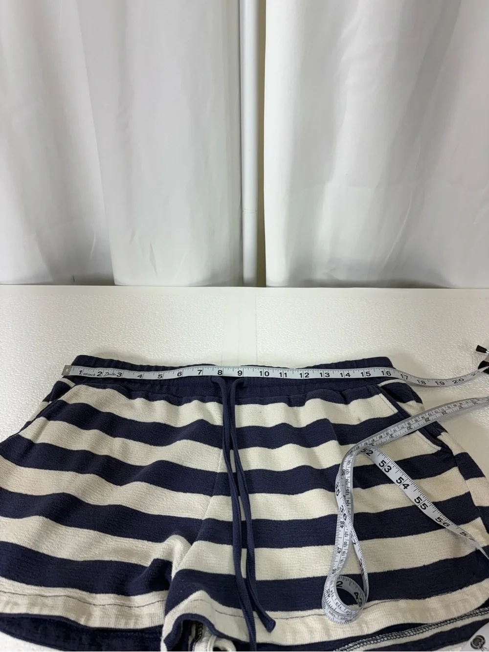 Maurices Navy & White Striped Knit Drawstring Athletic Shorts 3129